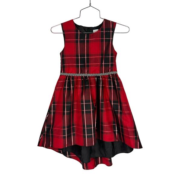 WONDER NATION | Red & Black Plaid High Low Sleeveless Holiday Dress | Kid's 7 - Picture 1 of 8